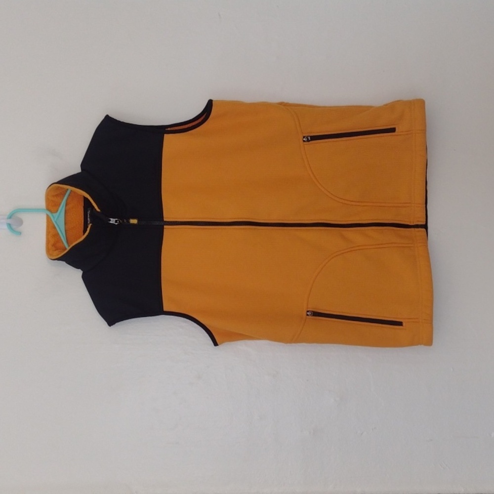 L.L. Bean Yellow & Black Wind Pro Full Zip Fleece Lined Vest Size M Tall